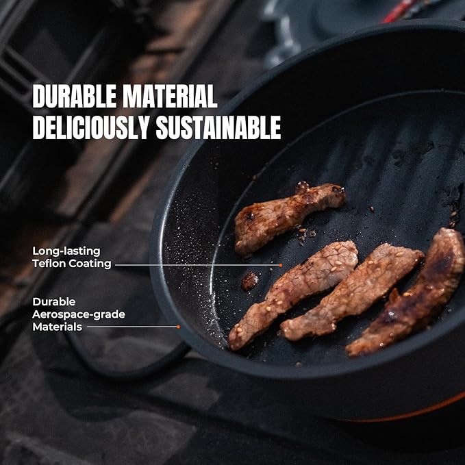 Nomad Cooking System, Electric Camping Stove 200-1000W with Pan & Pot, 120V Portable Outdoor Cooking Gear Set, Windproof Cookware for RV, EV, Overland, Vanlife, Car Camping