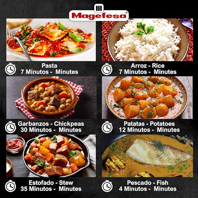 MAGEFESA Favorit 8 Qt Pressure Cooker – Easy-to-Use Fast Cooking Pot, 18/10 Stainless Steel, Induction Compatible, Even Heat Distribution, Works on All Stovetops