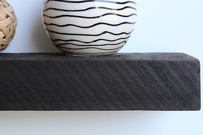 Urban Legacy Reclaimed Barnwood Planks | Floating Shelves for Wall w/Flush Mount Shelf Bracket Set Included | Set of 2 (Coffee Bean, 48" x 4.5" x 2")