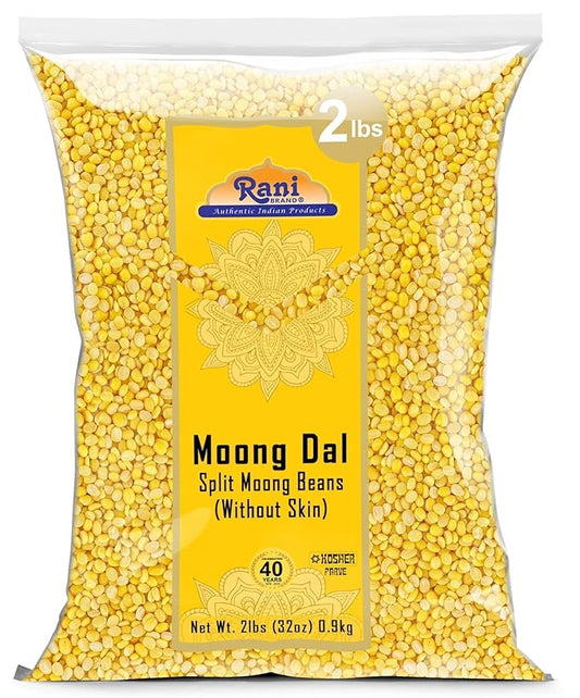 Rani Moong Dal (Split Mung Beans Without Skin) Lentils Indian 32oz (2lbs) 908g ~ All Natural | Gluten Friendly | Non-GMO | Kosher | Vegan | Indian Origin