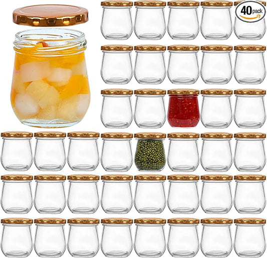 VERONES 40 PACK 6oz Mason Jars Canning Jelly Jars with Lids, Ideal for Jam, Honey, Wedding, Shower Favors, DIY Spice Jars