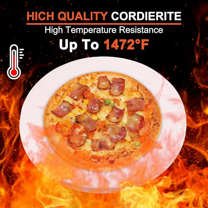 16 inch Round Cordierite Pizza Stone for Oven, Grill & BBQ – Bake Crispy Pizza, Bread & Pies, Ideal for Backyard Pizza Parties, Includes Scra