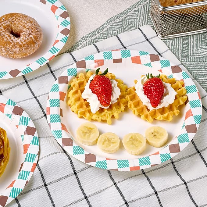 FOCUSLINE 10 inch Paper Plates, Disposable Paper Plates 10 inch Bulk 160 Count, Soak-Proof & Cut-Proof Bulk Plate for Parties, Picnic and Family Gatherings.