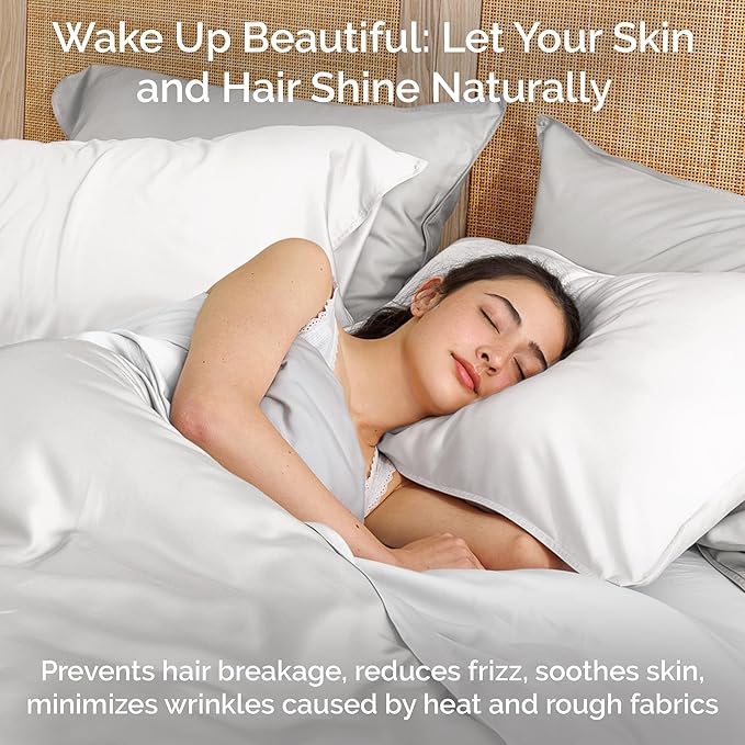 100% Viscose from Bamboo Sheets Full Size, Super Soft Bedding Set, 4PC Cooling Sheets for Hot Sleepers, Vegan Silk Moisture Wicking, Organically Grown Bedsheet, White - 54" x 75"