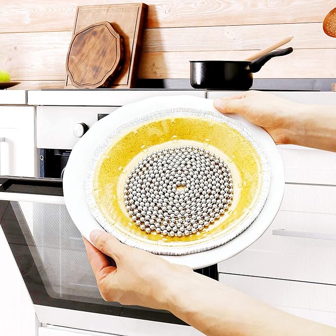 Durable Baking Supplies: Stainless Steel Chain Pie Weights, Reusable and Easy to Clean, Odorless, Safe Pie Weights for Pie Crusts, Oven Safe Baking Beads (15 feet)