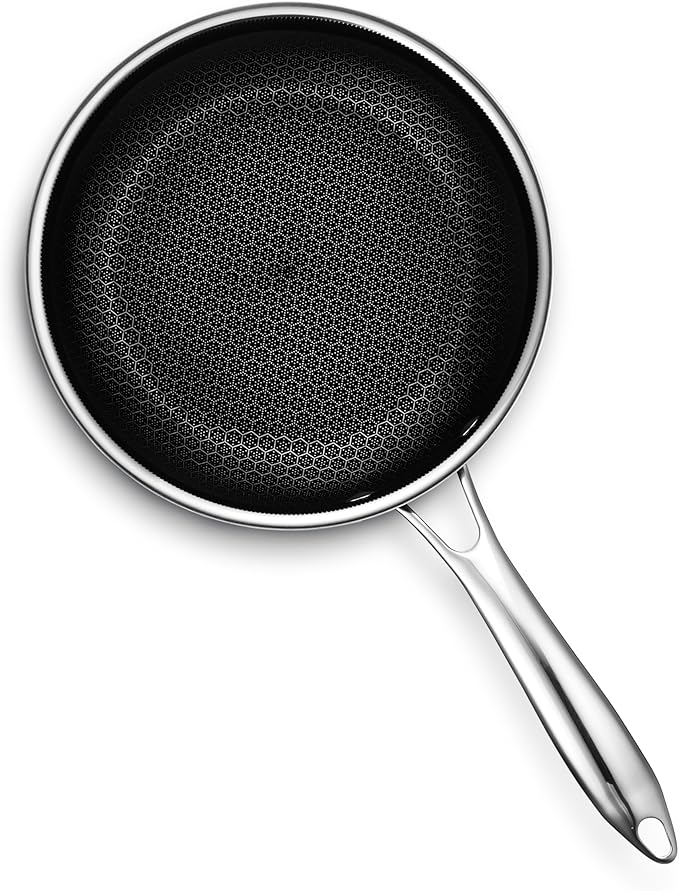 HexClad Hybrid Nonstick 3-Quart Saucepan with Tempered Glass Lid, Stay-Cool Handle, Dishwasher-Friendly, Oven-Safe Up to 900°F, Induction Ready, Compatible with All Cooktops