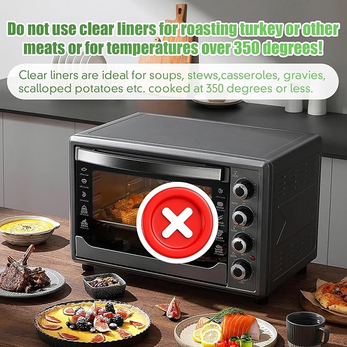 CAREGY Electric Roaster Liners 34 x 18 Inch 10 Counts Disposable Roaster Liners Fits 16, 18, 22 Quarts Roasters, Roasting Oven Liners Cooking Bags for Immediate Cleanup