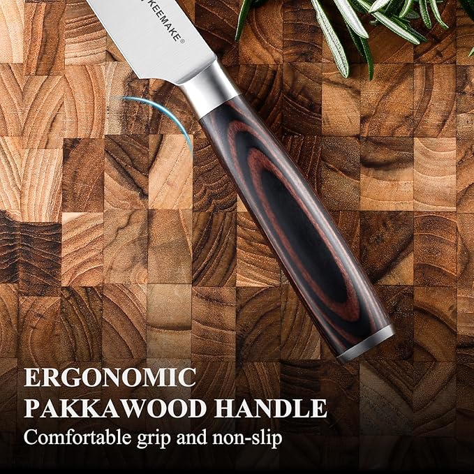 KEEMAKE Utility Knife 6 inch, Paring Knife with German High Carbon Stainless Steel 1.4116 Blade, Fruit Knife with Pakkawood Handle Small Kitchen Knives with Gift Box