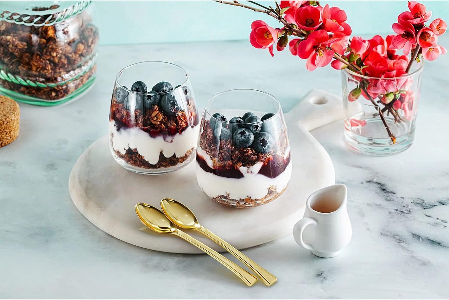 Exquisite Mini Spoons For Desserts - Bulk Pack Of 4800 Gold Dessert – Disposable 4.5 Inch Plastic Appetizer Real Flatware Look Miniature Bpa Free Food Safe (94418-cs.48)