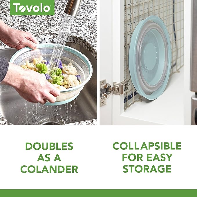 Tovolo Microwave Splatter Cover for Food, Medium (Blue Haze) - Collapsible & Vented Silicone Splatter Guard Lid - Microwave Plate & Dish Cover with Handle - BPA-Free Kitchen Gadget for Meal Prep