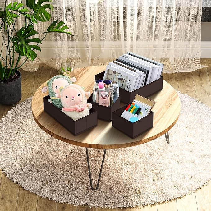 DIMJ Drawer Organizer Clothes, 12 Pack Underwear Organizer, Foldable Closet Organizers, Sock Organizer Bra Organizer, Fabric Dresser Organizer for Clothes, Bra, Socks, Tie (Brown)