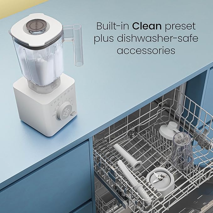 Chefman Obliterator 48 oz Countertop Blender for Smoothies, 1380W Motor to Crush Ice, Nuts, and Frozen Fruit with Stainless Steel Blade, Blender Pack Includes Two 20 oz. Travel Jars - Concrete