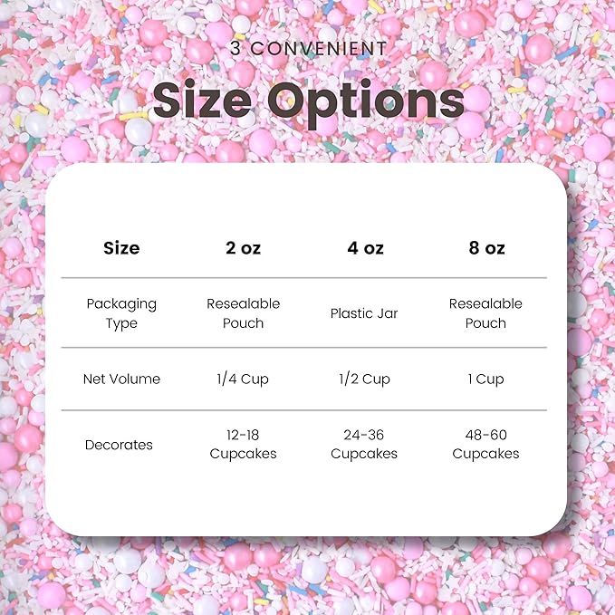 Sprinkle Pop A Frosted Affair Sprinkles Mix| Pink White Sprinkles with Rainbow Pops| Decorating Sprinkles Made in USA for Girl Baby shower Gender Reveal Birthday Cake Cupcakes Donuts Cookies, 2oz