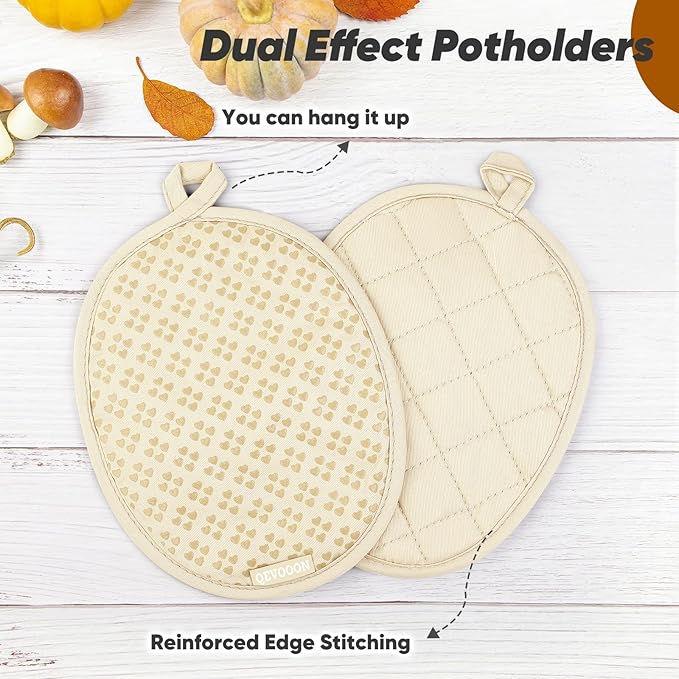 Oven Mitts and Pot Holders 4 Sets, Heat Resistant 500 ℉ Oven Mitt and Pot Holder,Oven Glove&Potholders with Non-Slip Silicone Surface,Kitchen Essentials for Cooking/Baking/BBQ-Beige