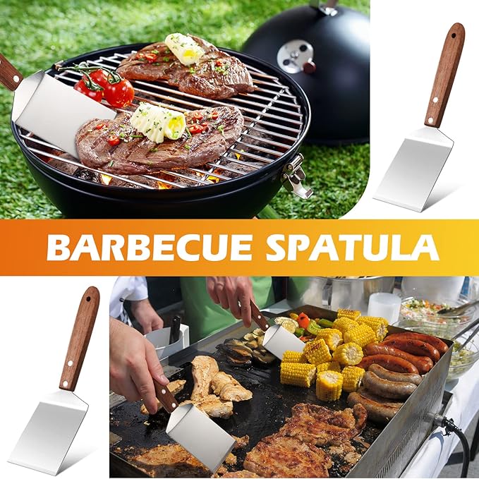 BBTO 20 Pcs Small Brownie Cookie Pizza Spatula Pie Server Stainless Steel Cake Serving Spatula Baking Triangular Spade Wood Handle Shovel for Desserts Pizza Pie Cake Biscuit(Brown)