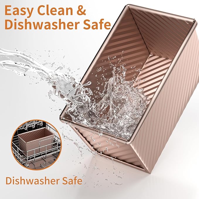 2 Pack Pullman Loaf Pan with Lid - Nonstick Bread Baking Pans for Homemade, Carbon Steel Toast Mold with Cover for Toaster Oven, Gold (1.2 lb & 0.67 lb)