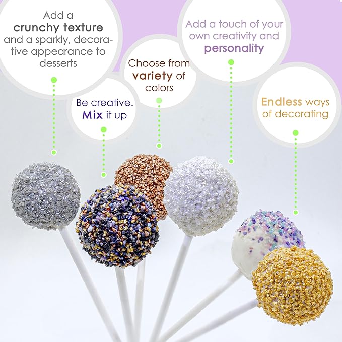 Bakerpan Pearlized Sugar Sprinkles for Baking - 5 Ounce - Sparkling White Decorating Sugar Crystals for Cookies, Cake Pops, Ice Cream (Made in USA)