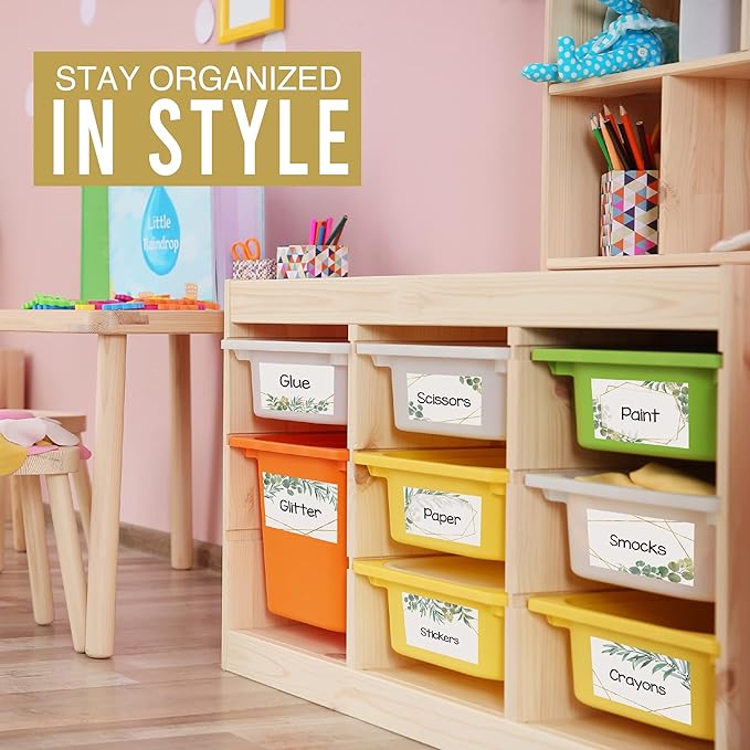 Name Tags Sticker - 56 Nametags for Classroom, Name Tag Stickers for Kids, Adhesive Classroom Labels for Teachers, Nametags Sticker for Clothes, Decorative Labels, Greenery Cubby Tags