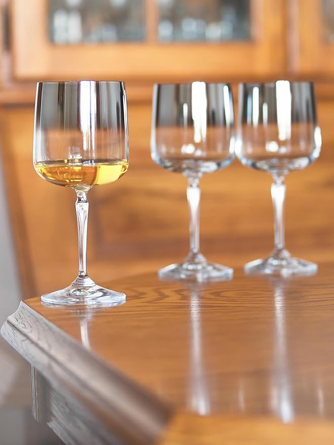 Barski Wine Glasses - Set of 4 - Water Glass -Smoked Metallic Ombre- Stemmed - 12 Oz. - for Red or White Wine or Water - Made in Europe