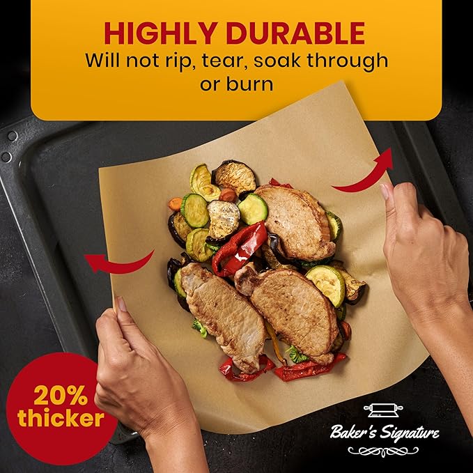 Parchment Paper Sheets for Baking, 12x16 In 120 Pcs by Baker's Signature | Precut Non-Stick & Unbleached - Will Not Curl or Burn, Non-Toxic & Comes in Convenient Packaging