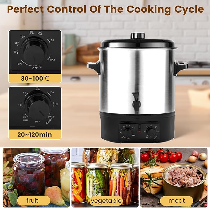 24.5QT Electric Water Bath Canner, Electric Canner with Adjustable Temperature & Time, Water Bath Canning for Heating Cans And Slow Cookers