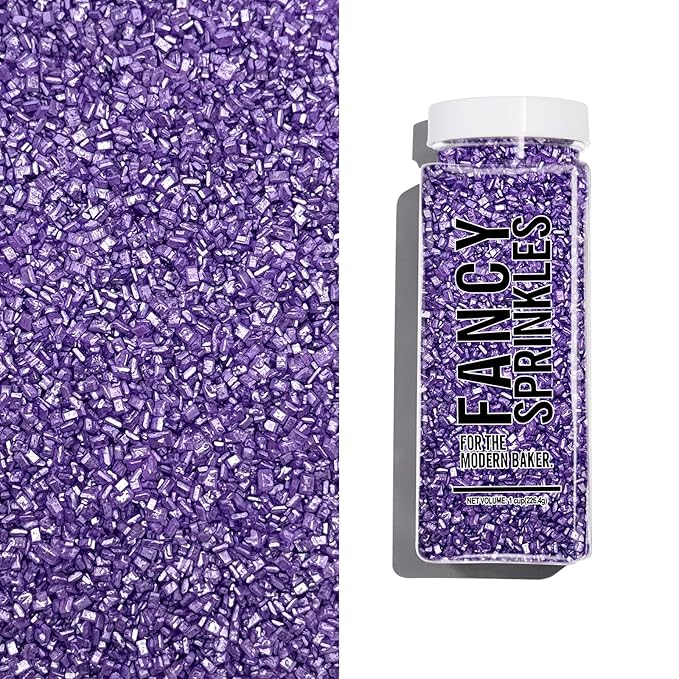 Fancy Sprinkles Amethyst Purple Fancy Sugar Pearlescent, Sparkly Sugar Crystals (8 OZ)