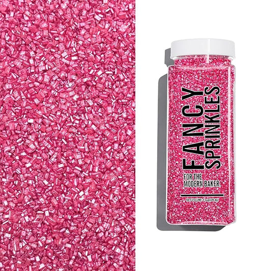 Fancy Sprinkles Tourmaline Pink Fancy Sugar Pearlescent, Sparkly Sugar Crystals (8 OZ)