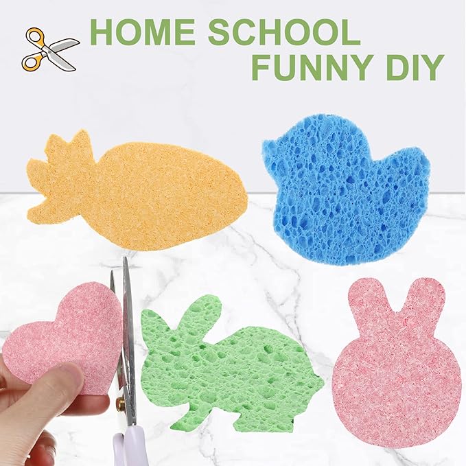 Zhengmy 300 Pieces Kitchen Sponge Bulk Natural Sponges for Dishes Compressed Wood Pulp Sponges Cleaning Sponge Without Scratching for Kitchen Bathroom, 3.9 x 2.4 x 0.12 Inch (Multicolor)