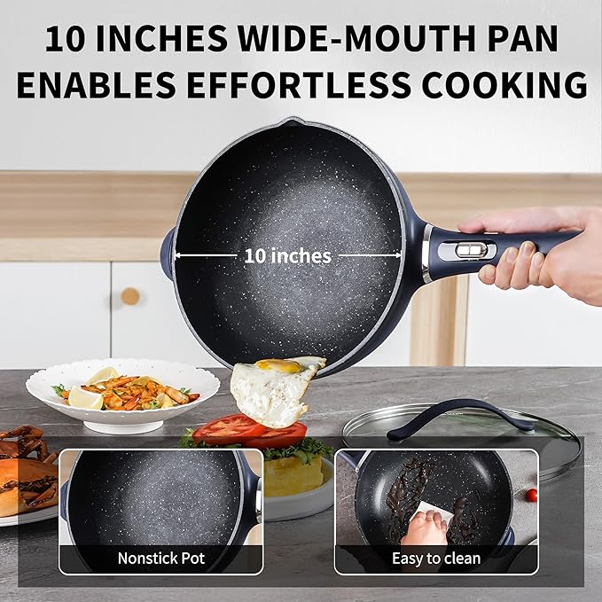 3-Quart Electric Hot Pot & wok Nonstick with Steamer | Electric Skillet 1200W for Dorm, Home, Gifts (Includes Silicone Spatula) Multi-Cooker