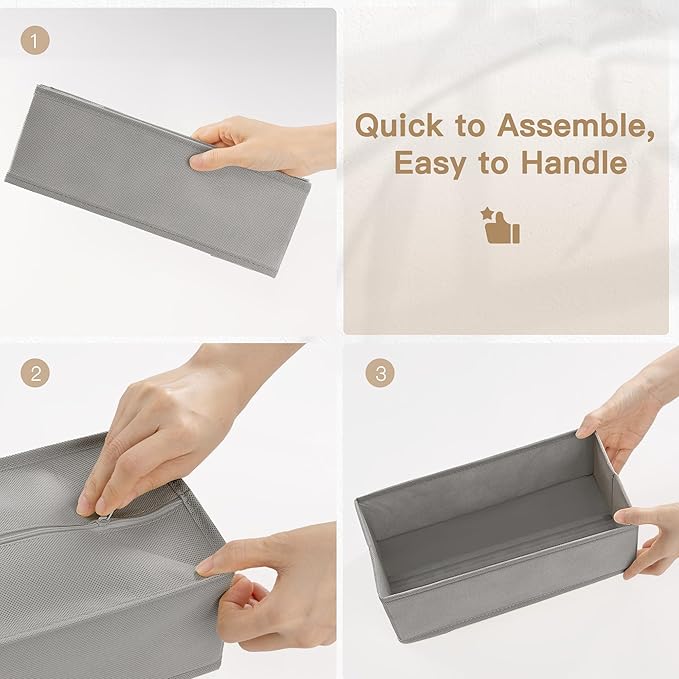 Criusia Drawer Organizer Clothes, 14 Pack Dresser Organizer for Baby Clothes, Underwear, Sock- Foldable Closet Organization and Storage Dividers Bins for Nursery, Bedroom and Dorm (Grey)