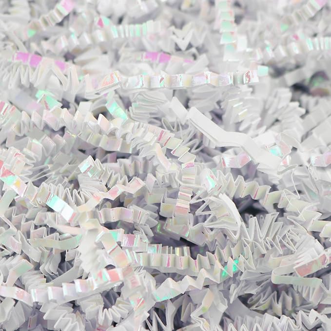 MagicWater Crinkle Cut Paper for Gift Baskets - 2LB - Diamond White - Perfect for Shredded Paper Filler, Basket Filler, Gift Boxes, Bridesmaid Gifts,Halloween Stuffers & More – Ideal for All Occasions