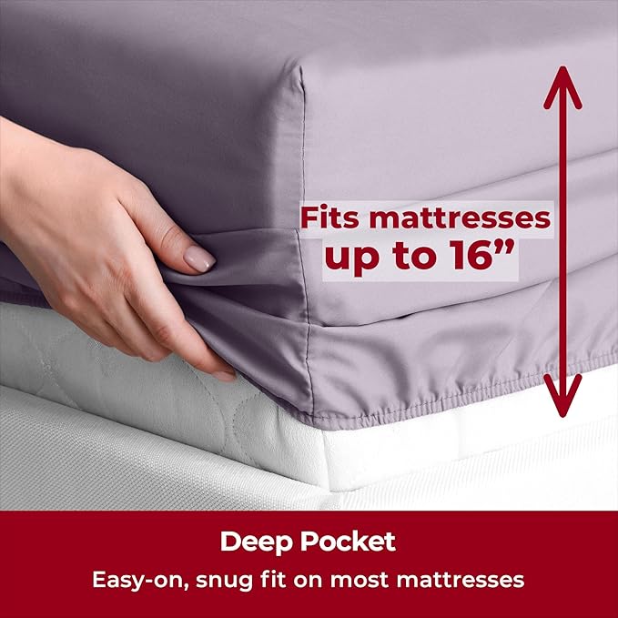 Mellanni Twin Sheets Set - 3 PC Iconic Collection Bedding - Hotel Luxury, Extra Soft, Cooling Bed Sheets - Wrinkle, Fade, Stain Resistant (Twin, Hazy Lilac)