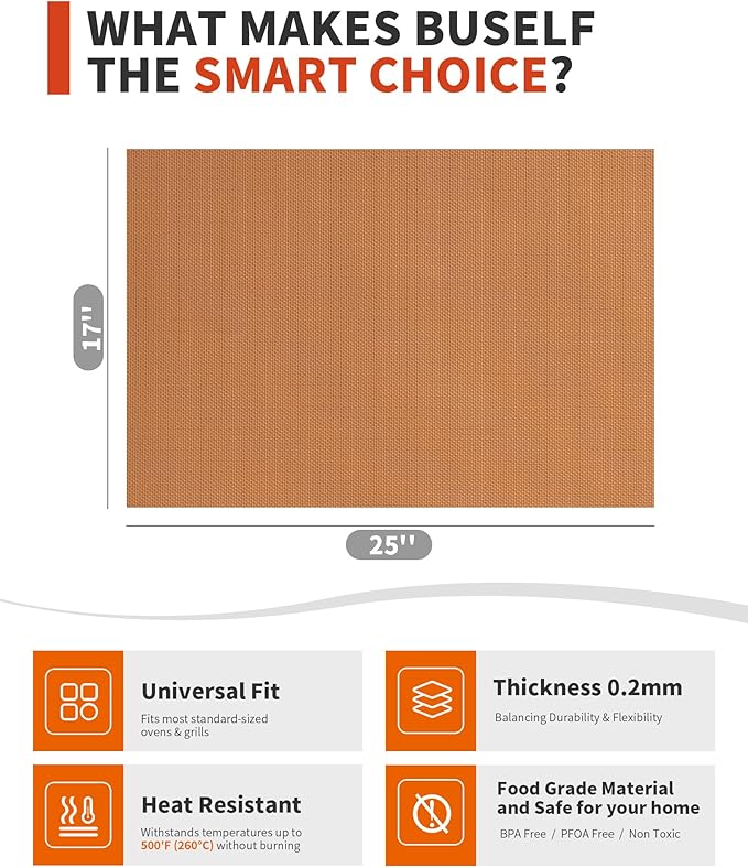 3 Pack Oven Liners for Bottom of Oven, 17x25" Large Heavy Duty Non-Stick Reusable Oven Mat for Electric, Gas, Toaster & Convection Ovens - BPA & PFOA Free, Dishwasher Safe, Kitchen Essentials, Copper