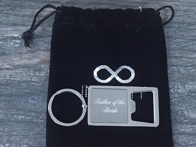 Infinity Collection Father of the Bride Stainless Steel Bottle Opener Keychain, Perfect Wedding Party Gift for Father of the Bride