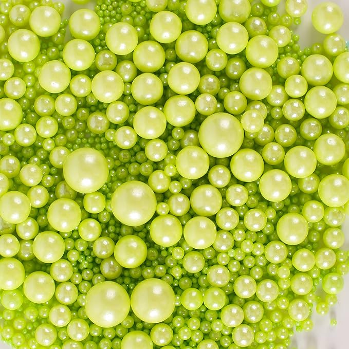 Kasvan Halloween Green Pearl Sugar Sprinkles - Edible Candy Pearls 130g/4.58 Oz, Mix Size, Baking Cake Decorations, Ice Cream Toppings and Cookie Decorating, Wedding Party Chirstmas Supplies