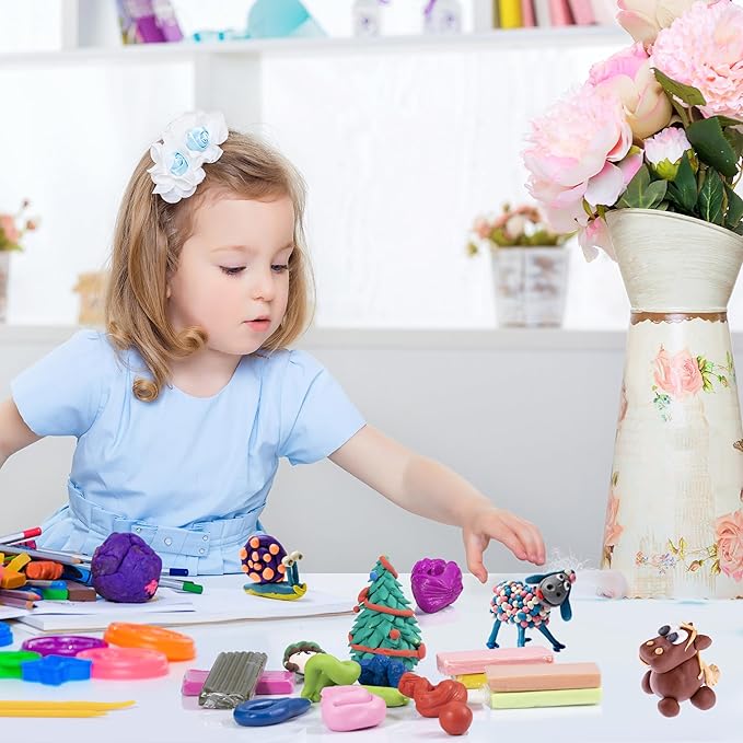 Polymer Clay Kits 50 Colors,Modeling Clay for Kids DIY Mold Oven Bake Clay with Storage Box Sculpting Tools and Accessories,for Kids Adult and Artist Friendly Ideal Gifts
