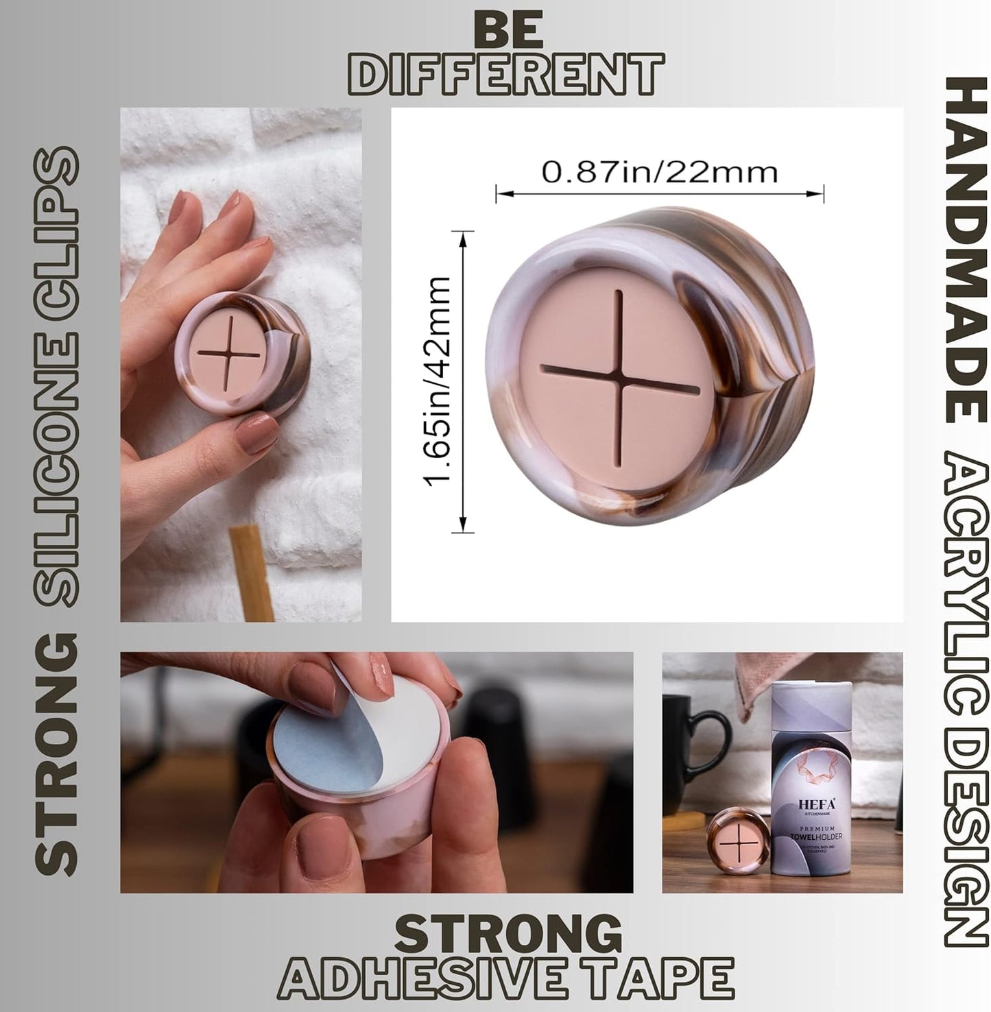 HEFA Towel Holder, Towel Hooks, Dish Towel Holder, Kitchen Organization, Bathroom Accesories, Kitchen Towel Hook, Kitchen Towel Holder, Christmas Gift, Kitchen Gadgets 4 Pack