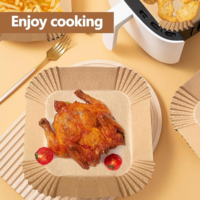 400 Pack 7.5 Inch Air Fryer Liners, Parchment Paper Sheets for Air Fryer Basket, Non-Stick, Disposable, Unbleached, Heat Resistant, Fits 3-6 QT Air Fryers. (Bottom size: 6in)