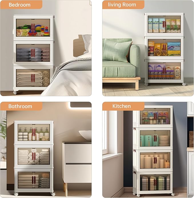 YUFER 480QT (4Packs, 120QT) Stackable Storage Bins with Lid - Heavy Duty Storage Shelves, Large Plastic Containers with Secure Lids for Closet, Bathroom, Garage & Home Organization