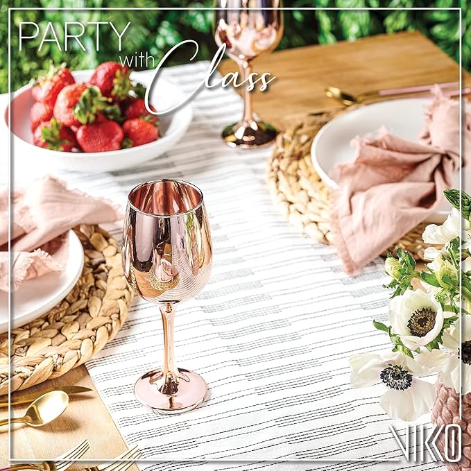 Vikko Décor Wine Glasses, Light Gold Wine Glass, 14 Oz Fancy Wine Glasses With Stem For Red And White Wine, Thick And Durable Wine Glass, Dishwasher Safe, Set Of 6