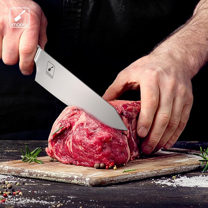 imarku Japanese Chef Knife, 8 Inch Damascus Kitchen Knife, Chef's Knives with Unique Design Wood Handle, Powder Steel Forged Super Sharp Knife With Gift Box, Birthday Gift for Women and Men