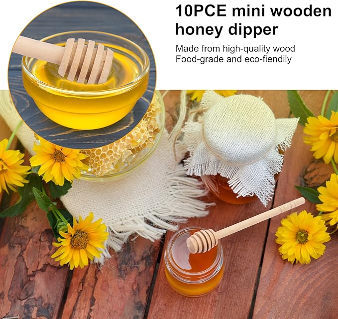 100Pcs 3 inch Honey Dipper Sticks - Wooden Honey Dipper, 3 Inch Mini Honeycomb Stick, Honey Stirrer Stick for Honey Jar Dispense Drizzle Honey and Wedding Party Present