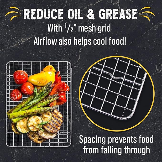 Checkered Chef Cooling Rack for Cooking and Baking - 10" x 15" Stainless Steel, Oven Safe Grid Wire Cookie Cooling Racks