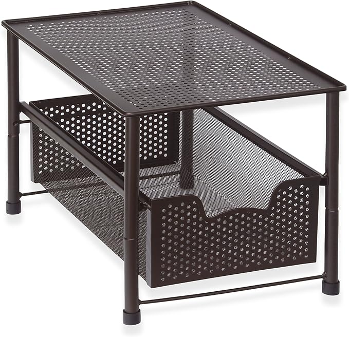 Simple Houseware Stackable Under Sink Cabinet Sliding Basket Organizer Drawer, Bronze