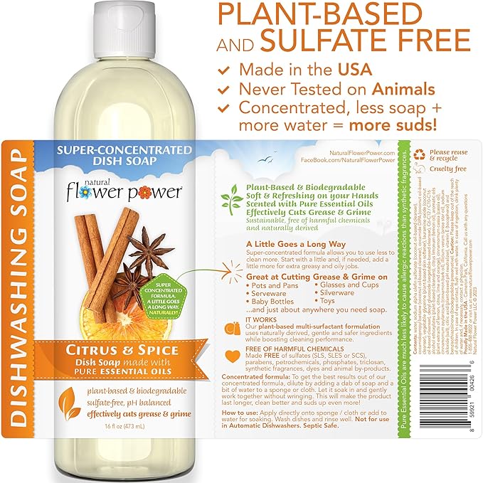 Liquid Dish Soap – Variety Pack – Citrus & Spice, Lemongrass, & Lavender – Plant-Based & Scented w/ Pure Essential Oils – Sulfate-Free Kitchen Soap – Vegan (16 Fl Oz 3 Pack)