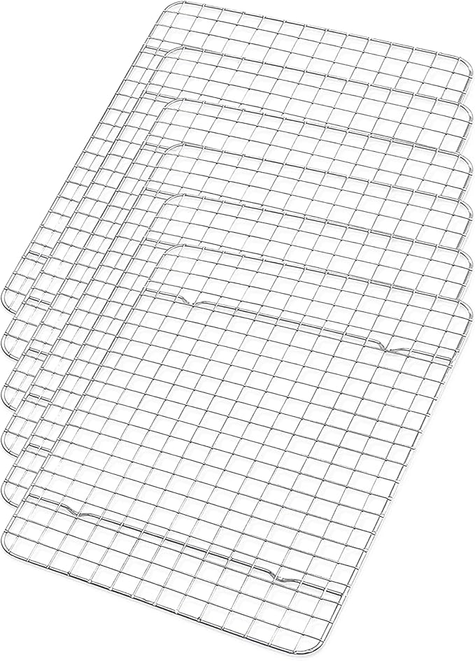 Stainless Steel Cooling Rack Size - Small, 8 x 11.75 Inches, Dishwasher-Safe, Oven Safe, Cookie Cooling Racks for Baking & Cooking - Pack of 6