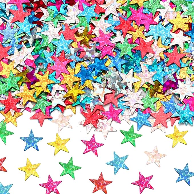 MARFOREVER Rainbow Star Confetti, Glitter Star Confetti Birthday Scatter Table Centerpiece Metallic Sequin Sprinkles Stars for Baby Shower Wedding Christmas Valentine Party Decorations