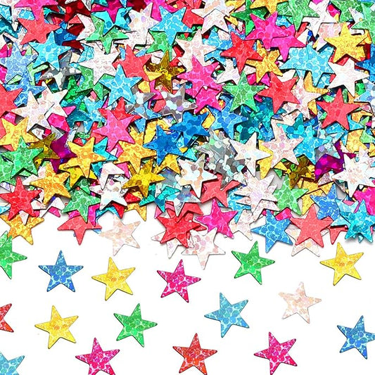 MARFOREVER Rainbow Star Confetti, Glitter Star Confetti Birthday Scatter Table Centerpiece Metallic Sequin Sprinkles Stars for Baby Shower Wedding Christmas Valentine Party Decorations