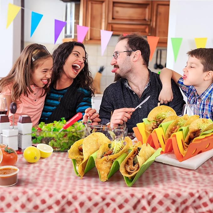 Li&Zhao Taco Holder Stands - 3 PCS Colorful Taco Trays Taco Plates Taco Rack Taco Stands Taco Shell Holder for Baking Grill Barbecue Oven Dishwasher & Microwave Safe