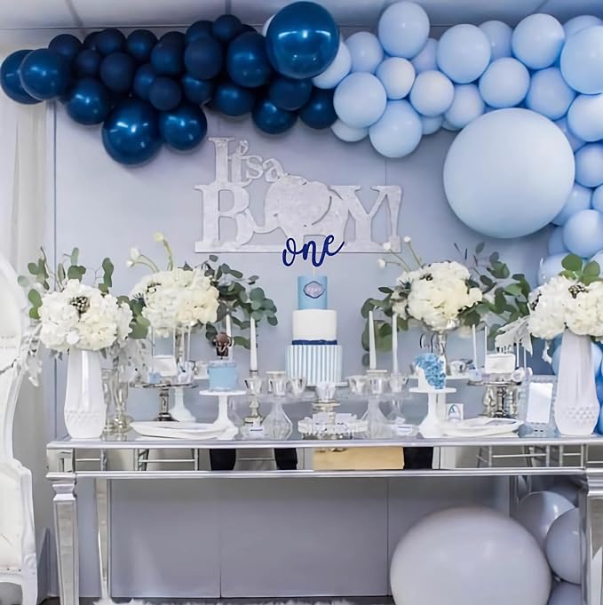 First Birthday Cake Topper - Blue Glitter One Cake Decorating Supplies for Girls and Boys, Perfect for Baby Shower/Gender Revealing Party/Baby Party Photo Booth Props